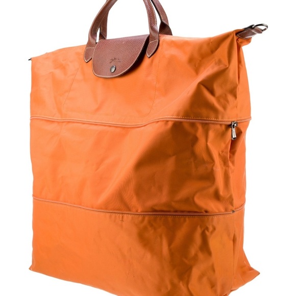 Longchamp Orange and Brown Travel Bag with Expandable Design Strap Imcluded - Picture 3 of 6